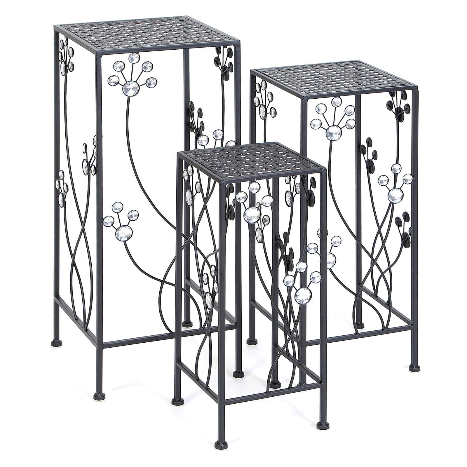 Decmode Metal Plant Stand, Set of 3, Charcoal by DecMode