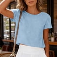 thumbnail image 4 of Kezqiaxn Clothes for Women Summer Tops Plus Size Fashion Crew Neck Short Sleeve Shirts Business Dressy Casual Work Blouses, 4 of 6