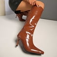 thumbnail image 5 of Women's Boots Solid Color Pointed Toe Side Zipper Mid-Calf Boots Stretch Shaft Sturdy Heel Comfort Fashion Fall Winter Casual Outdoor Daily Wear, 5 of 9