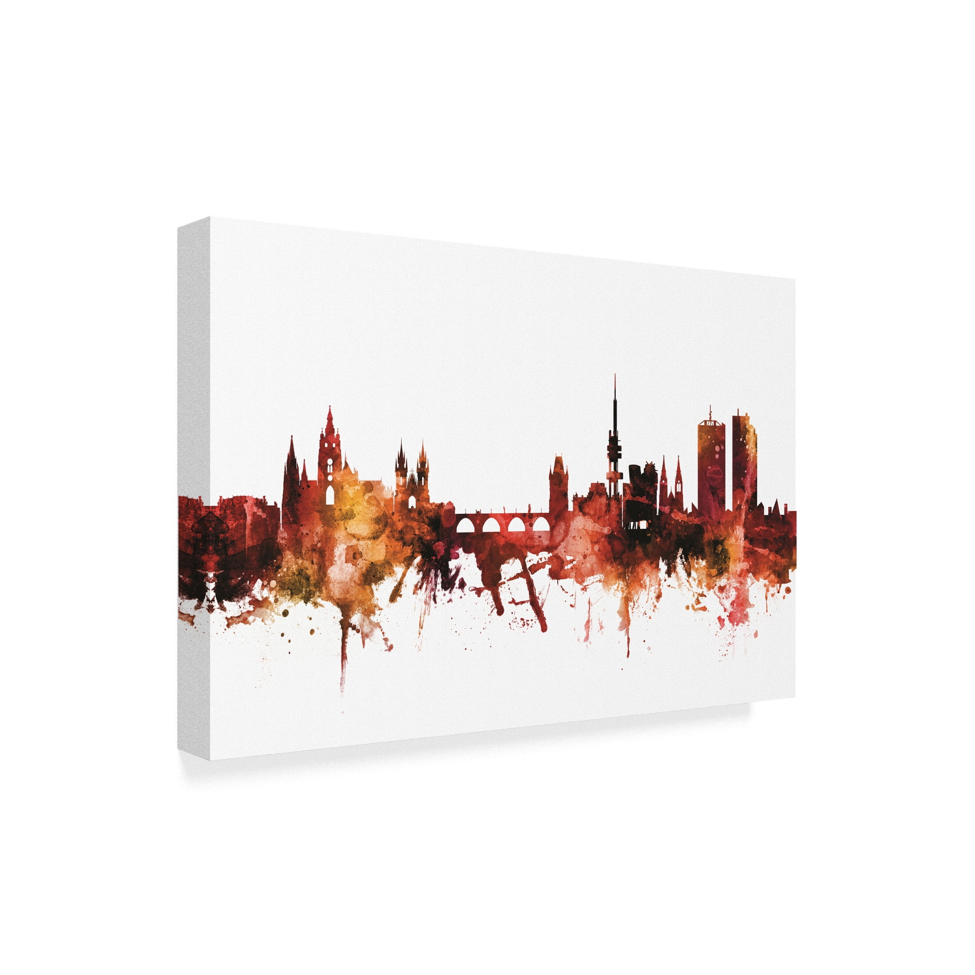 Trademark Fine Art 'Prague (Praha) Czech Republic Skyline Red' Canvas Art by Michael Tompsett