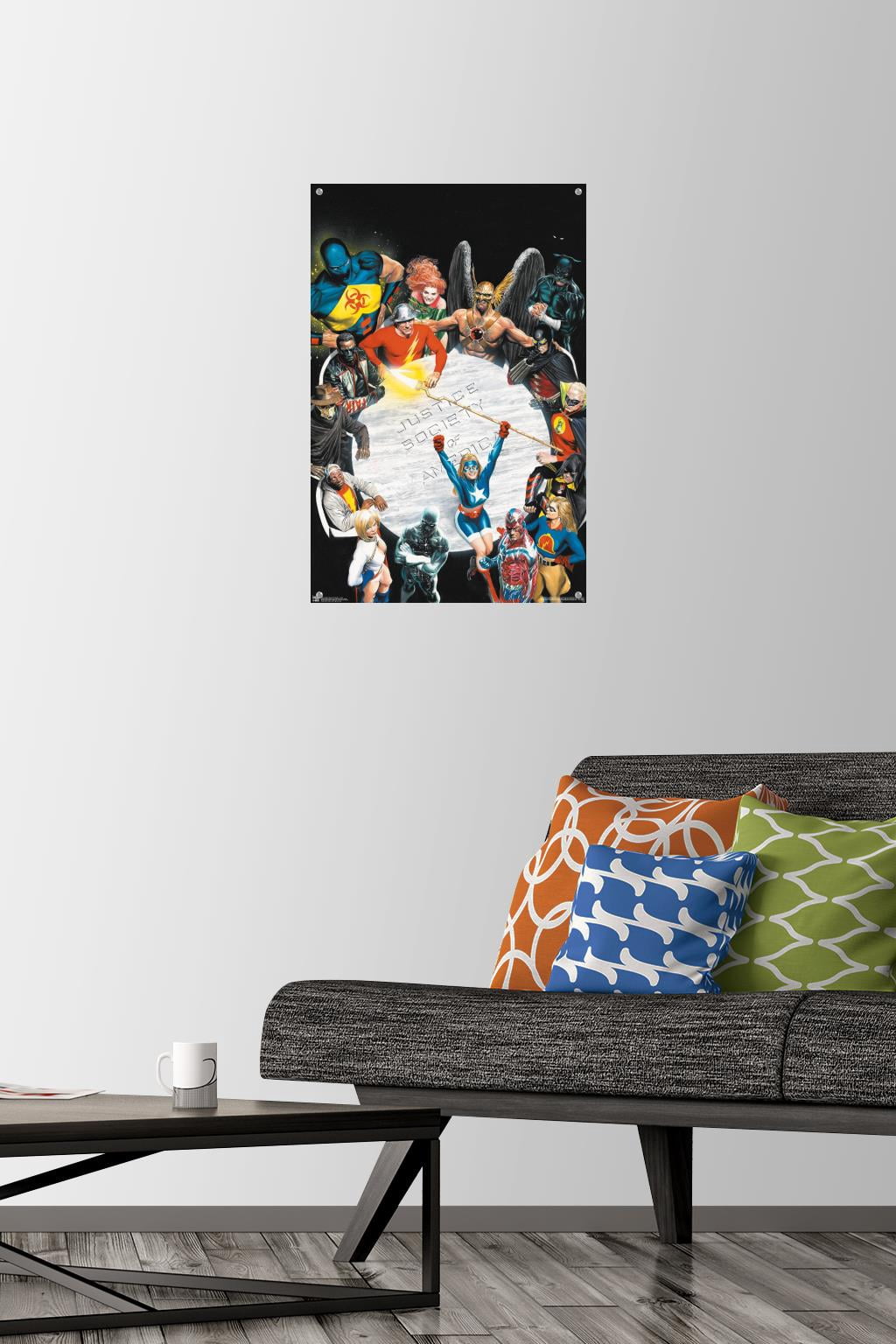 DC Comics - The Justice Society of America - Table Meeting Wall Poster with Push Pins, 14.725" x 22.375"