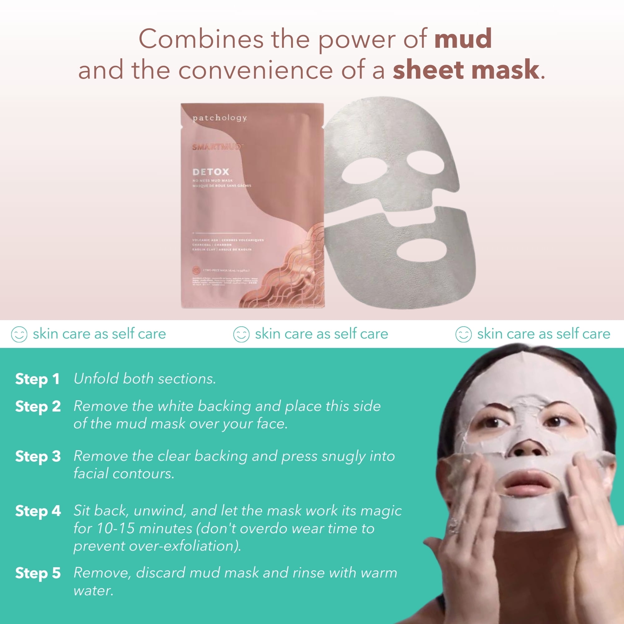 Patchology Smartmud Detox No Mess Mud Face Mask for Beauty Skincare, 0.54 oz