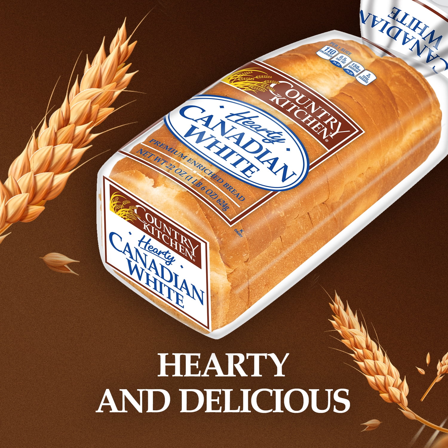 Country Kitchen Hearty Canadian White, Soft Sliced White Bread, 22 oz, Shelf-Stable