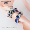 thumbnail image 3 of Couples Rings Wedding Ring Sets 10kt Black Gold Plated Blue Sapphire Cz Titanium band 3pc, 3 of 7