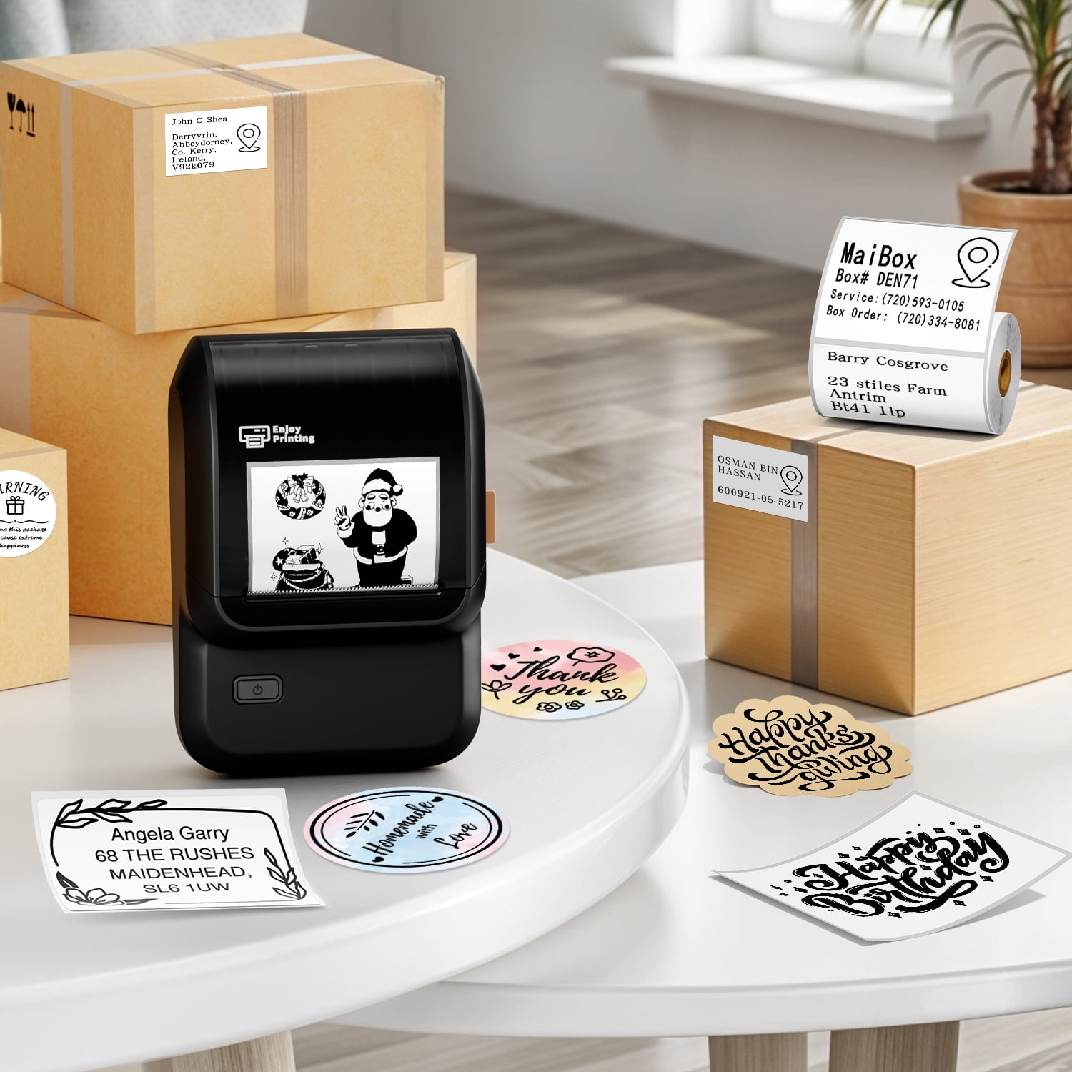 Phomemo M100 Portable Sticker Printer And 4 Roll Paper, Wireless Thermal Label Maker, Easy to Use, Prints 20-50 Mm Wide, for Home Office, School, Storage And Organization （Black）
