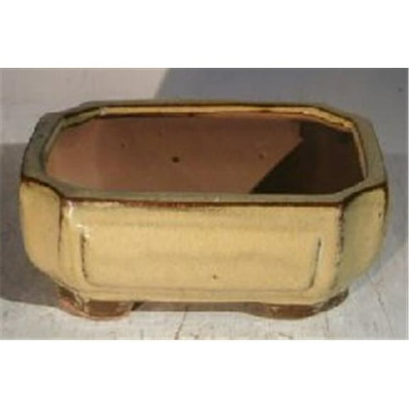 Bonsai Boy L161 6.125 x 5 x 2.125 in. Ceramic Bonsai Pot, Olive Green - Rectangle
