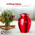 thumbnail image 2 of Ottillie Paws Series Pet Cremation Urn - Medium, Ruby Red Painted Finish/Horizontal Pewter Paws, 2 of 4