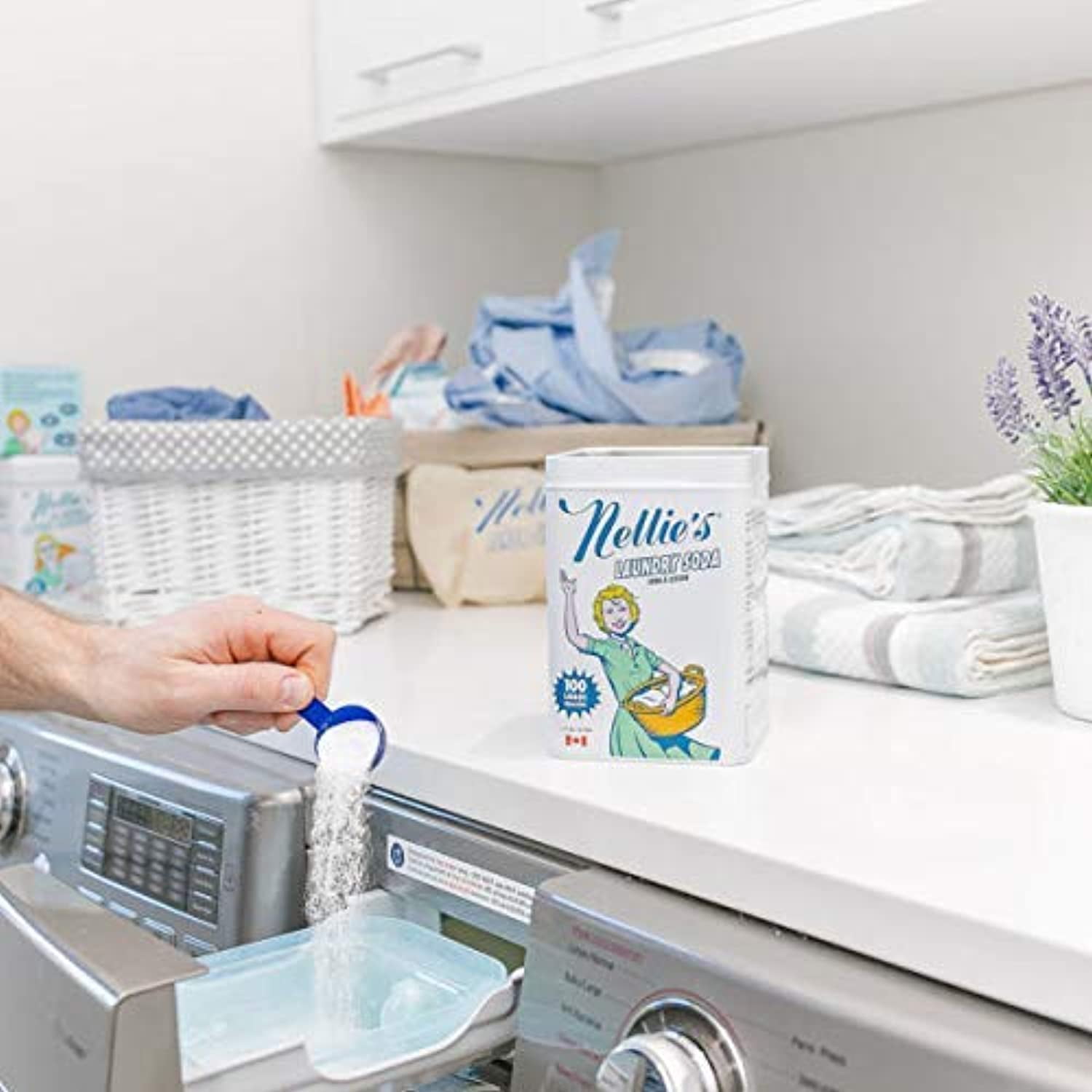 Nellie's NLS-100T All Natural Laundry soda, 100 Load Tin, NLS-100T, 3.3 Pound