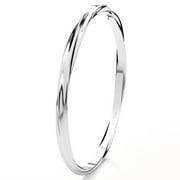Sz 7.5 Solid 10K White Gold 2MM Twisted Vine Eternity Stackable Comfort Fit Wedding Band Ring