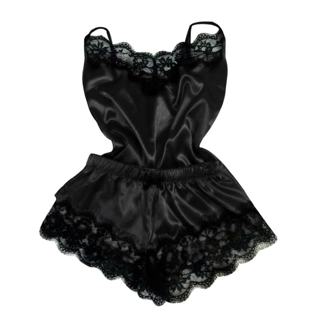 Gibobby Lencería sexy para mujer Conjunto De Lencería Erótica Ropa Interior Sexy para Mujeres Encaje Mujeres Lencería Cuello en V Ropa de Dormir(Negro, M)