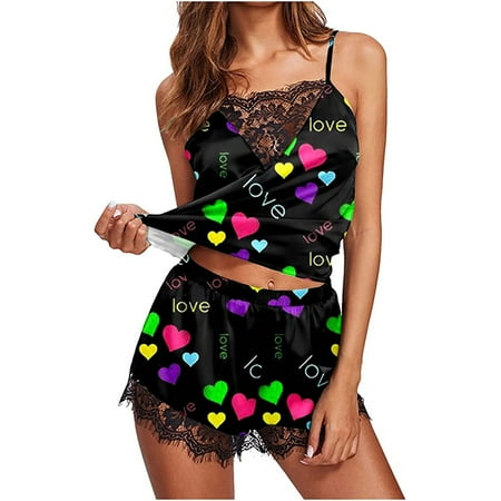 

Pajamas For Women Plus Size VSONTOR Women S Valentine S Day Love Printing Set Elastic Waist Short Pants Pajamas Sets Multicolor Xl W79