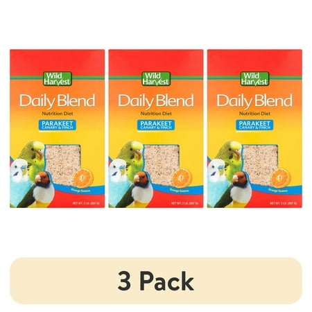 (3 pack) Wild Harvest Daily Blend Bird Food for Parakeet, Canary & Finch, 2 lb