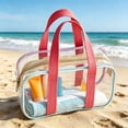 thumbnail image 6 of Macaron Color Clear PVC Cosmetic Tote Bag, Waterproof Transparent Travel Toiletry Organizer, Portable Makeup Bag for Beach Swimming Shower Gym Travel Storage, 6 of 6