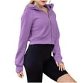 thumbnail image 2 of UAMVSH Hooded Sweatshirts for Women Classic Full Zipper Cropped Athletic Jackets Casual Long Sleeve Hoodie with Thumb Hole(X-Large,Purple), 2 of 7