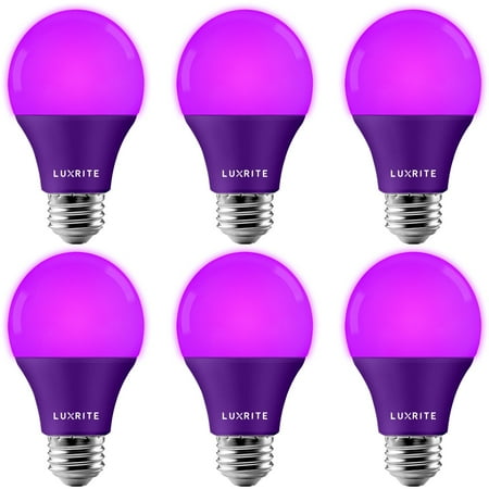 

Luxrite A19 LED Purple Light Bulbs 60W Equivalent Non-Dimmable UL Listed E26 Base 6-Pack