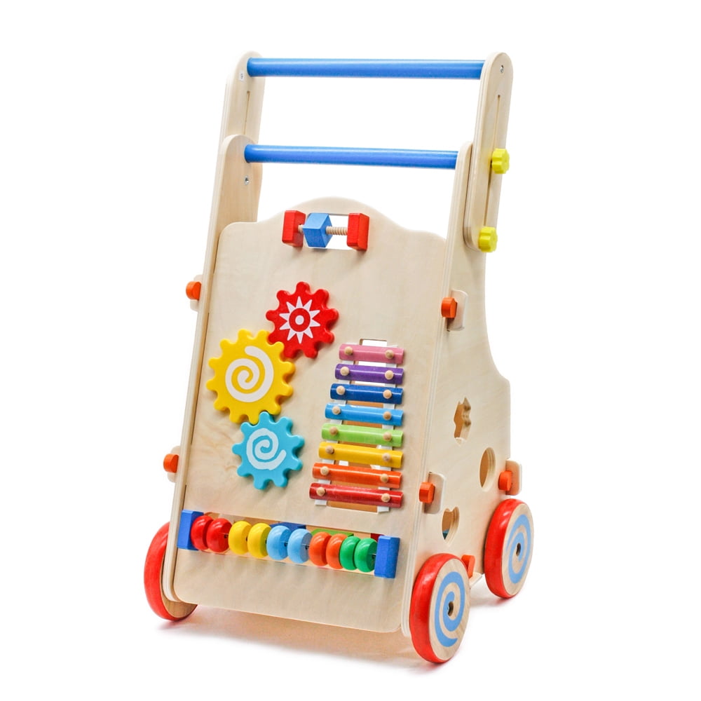 Adjustable Wooden Kids Baby Walker Cart, Do Baby Walkers Scratch Hardwood Floors