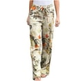 thumbnail image 2 of Babysbule Women High Waist Casual Wide Leg Long Pants Women High Waist Pants Vintage Print Stylish Floral Printing Waist Tie Wide-Leg Pants, 2 of 5