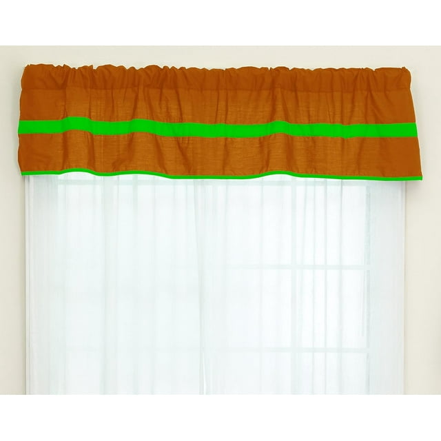 Baby Doll Bedding Solid Stripe Window Valance, Orange/Apple
