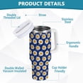 thumbnail image 2 of Yayeee 30oz Stainless Steel Tumbler with Straw and Handle Double-Wall Insulated Travel Water Bottle, Elegant Daisy Pattern, 2 of 8