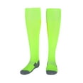 thumbnail image 3 of Calcetines deportivos de alto rendimiento hasta la rodilla para fútbol Calcetines de fútbol para hombre con rayas en verde fluorescente y naranja, 3 of 8