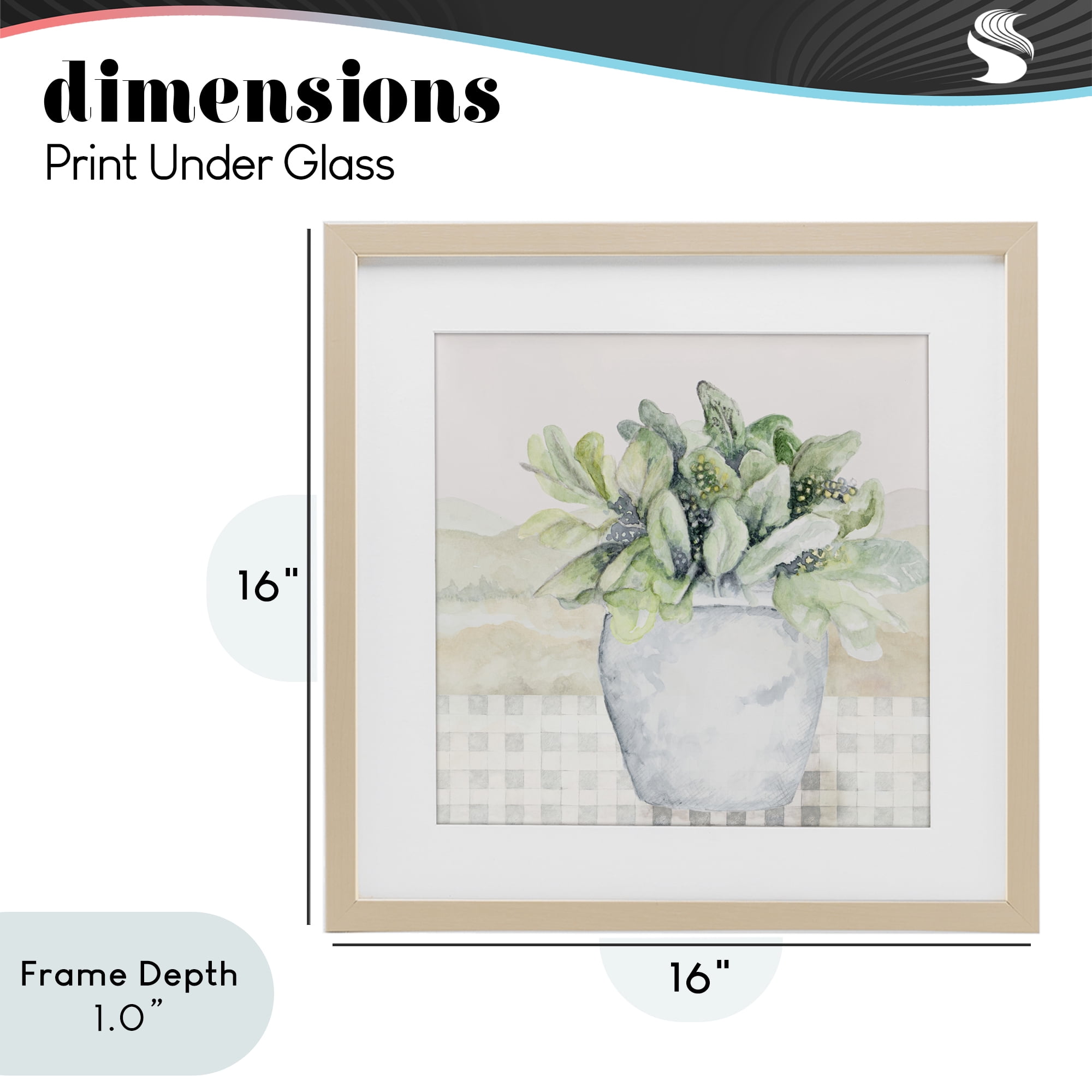 Stupell Industries Potted Farm Herbs Arrangement Birch Framed Print Under Glass, design by Janice Gaynor