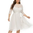 thumbnail image 4 of Femmes Été Robe Cou Manches Courtes Dentelle Mousseline de Soie Grande Taille Robe de Bal Robes de Retour, 4 of 8