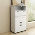 thumbnail image 4 of Farmhouse Buffet Storage Cabinet with Double Doors, Adjustable Shelves, Drawers & Open Shelves, Freestanding Sideboard for Living Room, Dining Room, Kitchen, Entryway Organizer, 4 of 10