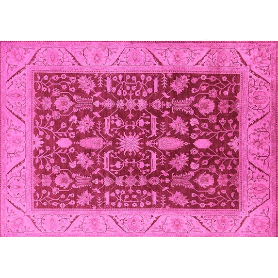 Ahgly Company Indoor Rectangle Oriental Pink Industrial Area Rugs, 8' x 12'