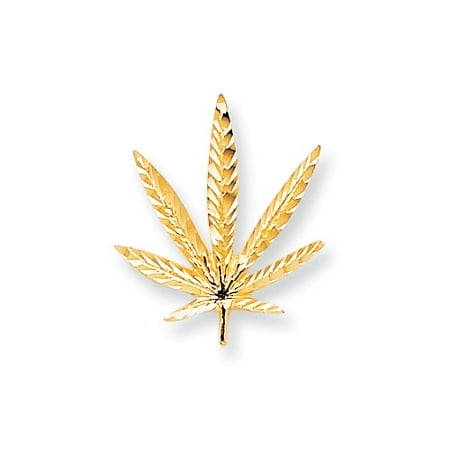 10k Yellow Gold Solid Satin Leaf Charm Pendant