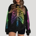 thumbnail image 2 of zaveiop Halloween Gothic Skeleton Sweatshirts for Women Punk Skull Oversized Graphic Sweater Y2k Long Sleeve Apparel Pullover (Black, M), 2 of 4