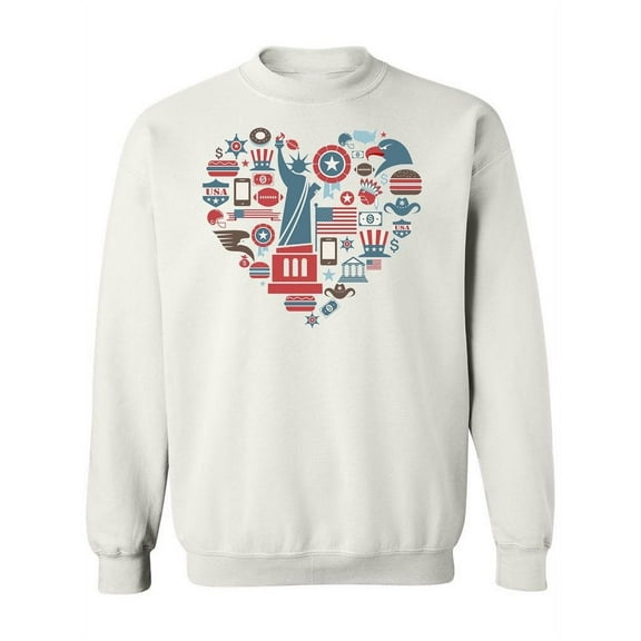 America Love Heart With Icons Sweatshirt Women -Image by Shutterstock, Female 4X-Large