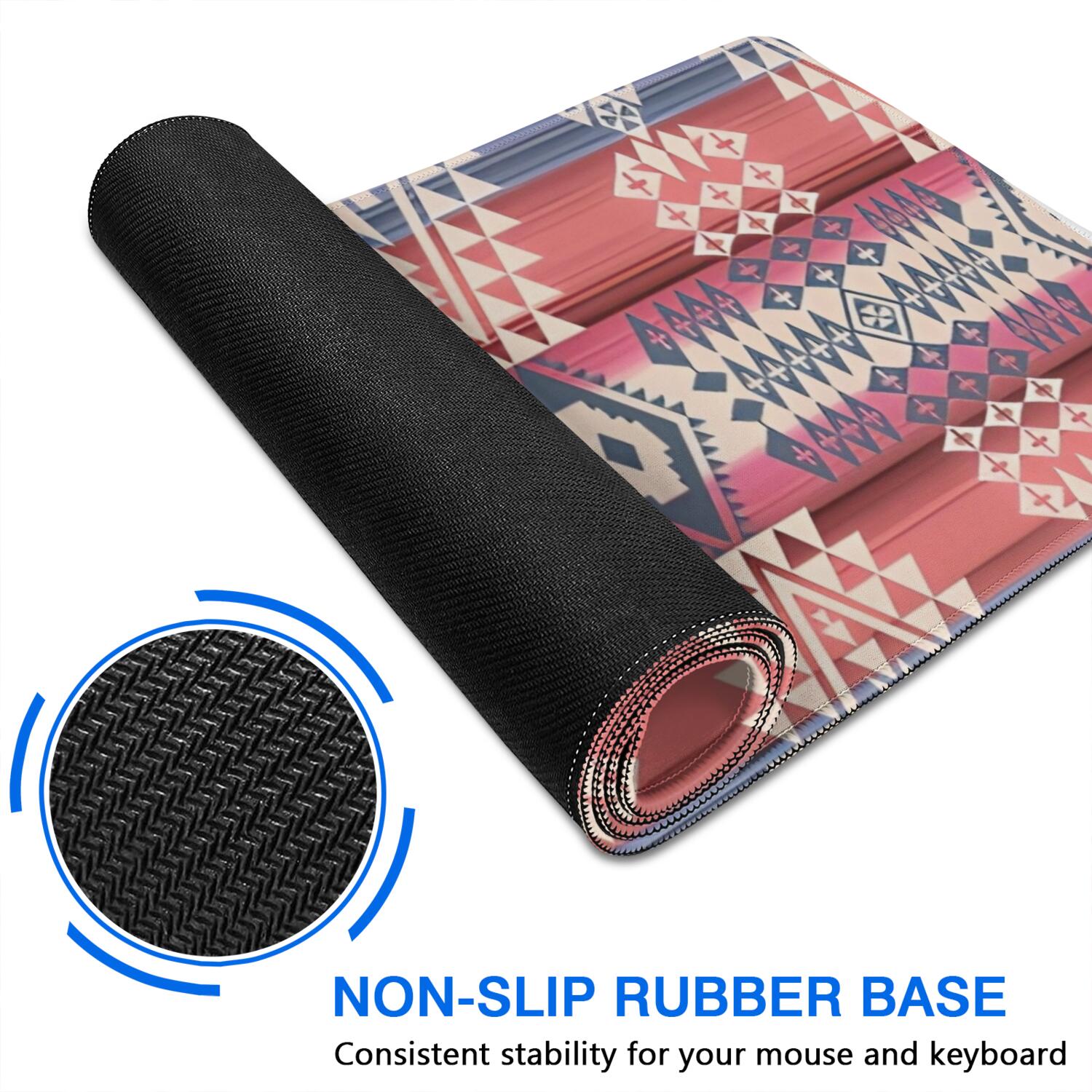 Long Mouse Pads for Desk,Colorful Geometric Striped Pattern (9) Desk Mats on Top Of Desks, Desk Mouse Pad Extra Large with 3mm Non-Slip Base and Stitched Edge for Gaming,Office,Work,Home 31.5"x11.8"