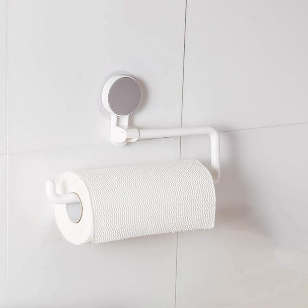 Soporte para toallas de papel de 12", soporte para rollos de papel ABS con ganchos con ventosa para toalleros de cocina y baño, toallero de papel en forma de torre