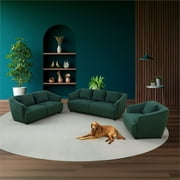 Star Home Living Corp 3-Piece Modern Microfiber Sofa Set in Dark Green