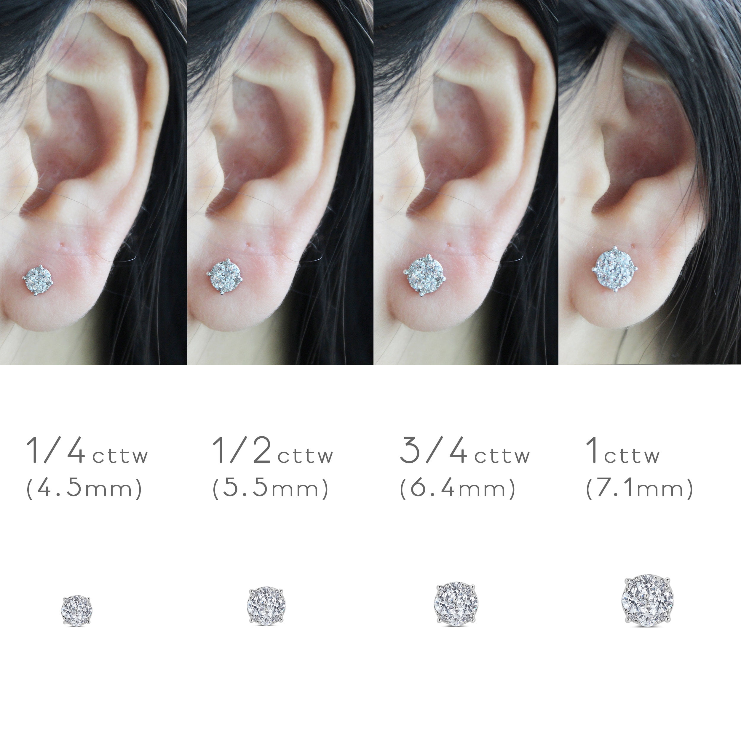 3/4Ctw Women Lab Grown Diamond Stud Earrings 925 Sterling Silver Certified
