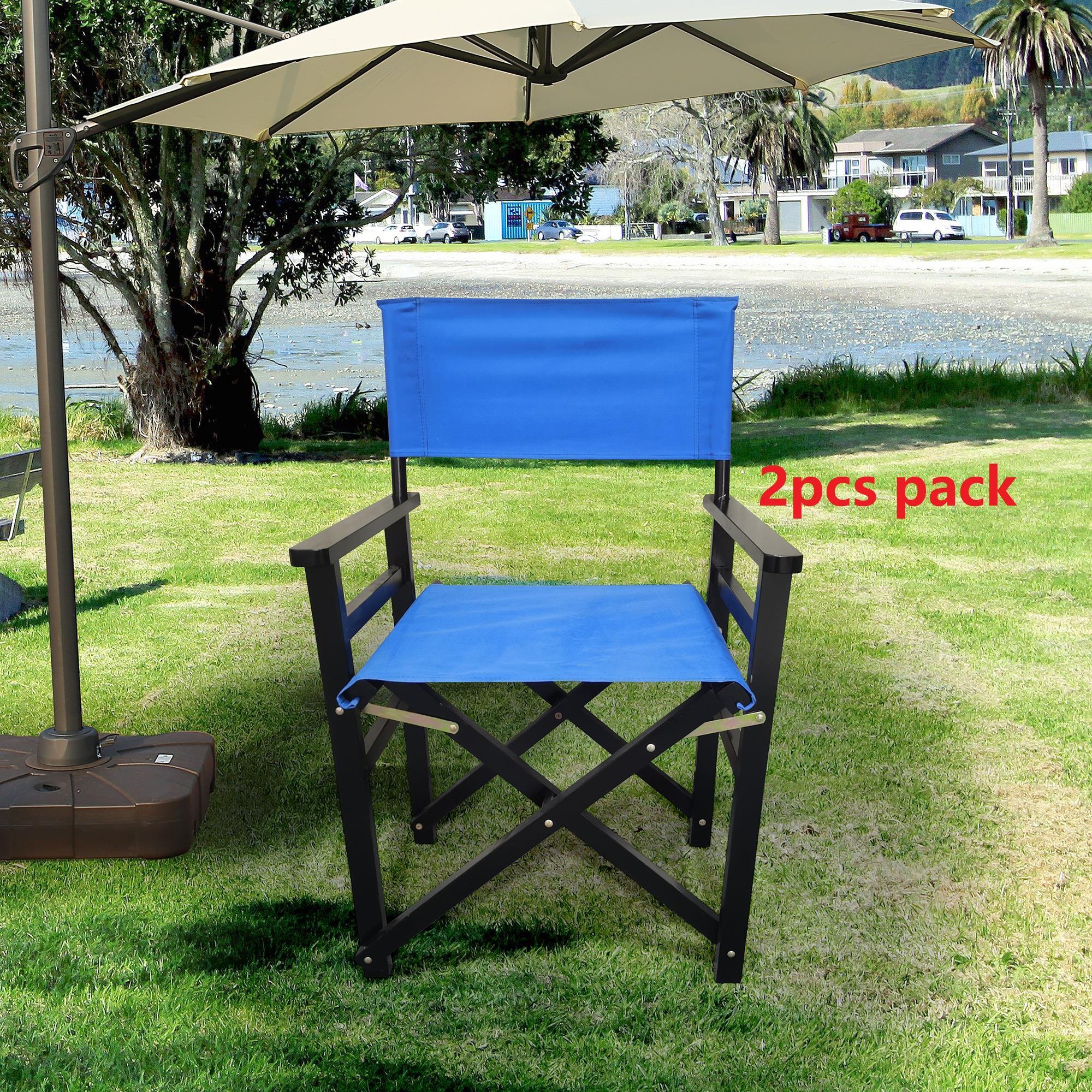 UBesGoo 2 Piece Folding Chair Wooden Director Chair Canvas, Casual Directors Chair, Black Frame-with Blue Canvas - image 2 of 11