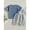 thumbnail image 4 of Bagilaanoe 2pcs Toddler Baby Boys Short Pants Set Short Sleeve Letter Print T Shirt Tops + Shorts 6M 12M 18M 24M 3T Kids Casual Summer Outfits, 4 of 9