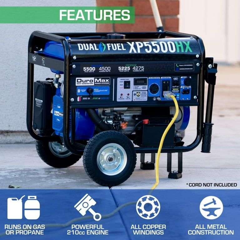 DuroMax XP5500HX 5,500 Watt Portable Dual Fuel Gas Propane, 45 OFF