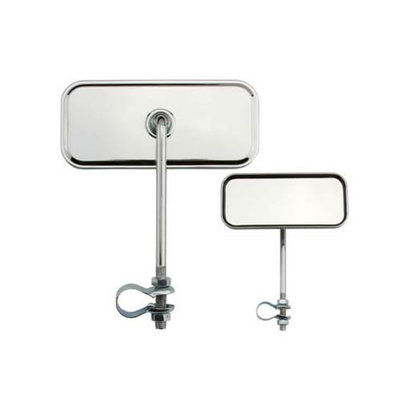 Two Two Rectangle Mirrorss All Chrome. Set of bike mirrors. Pair of bicycle mirrors. 2 bike Mirrors.
