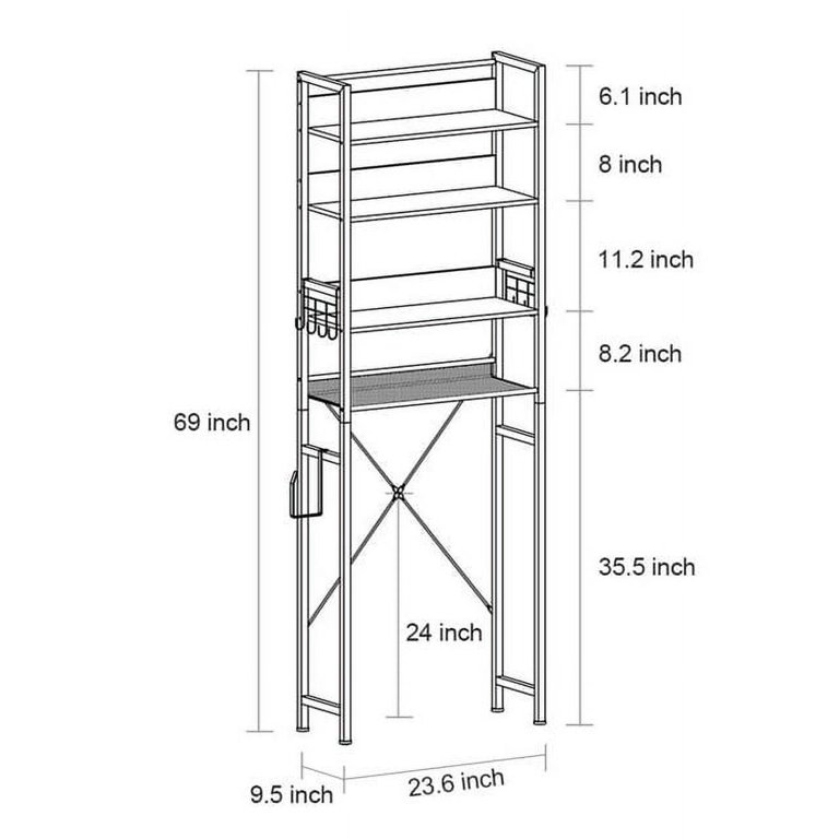 Rolanstar Over The Toilet Storage, 4-Tier Wooden Bathroom Space Saver with  Hooks, Freestanding Bathroom Organizer, Multifunctional Over The Toilet  Storage Rack,…