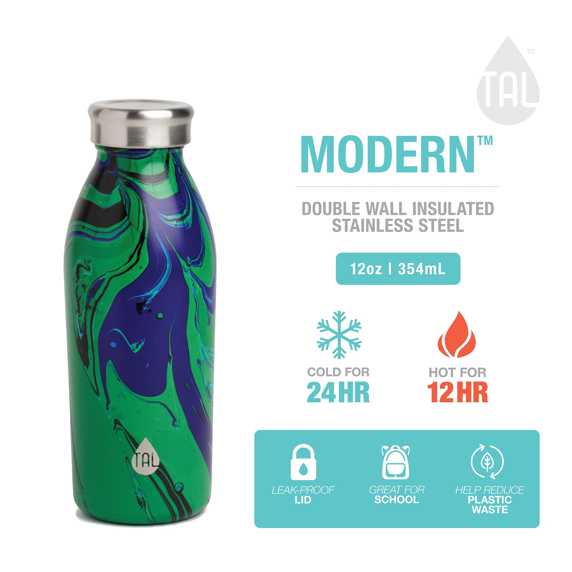 TAL Stainless Steel Modern Tumbler Water Bottle 12 fl oz