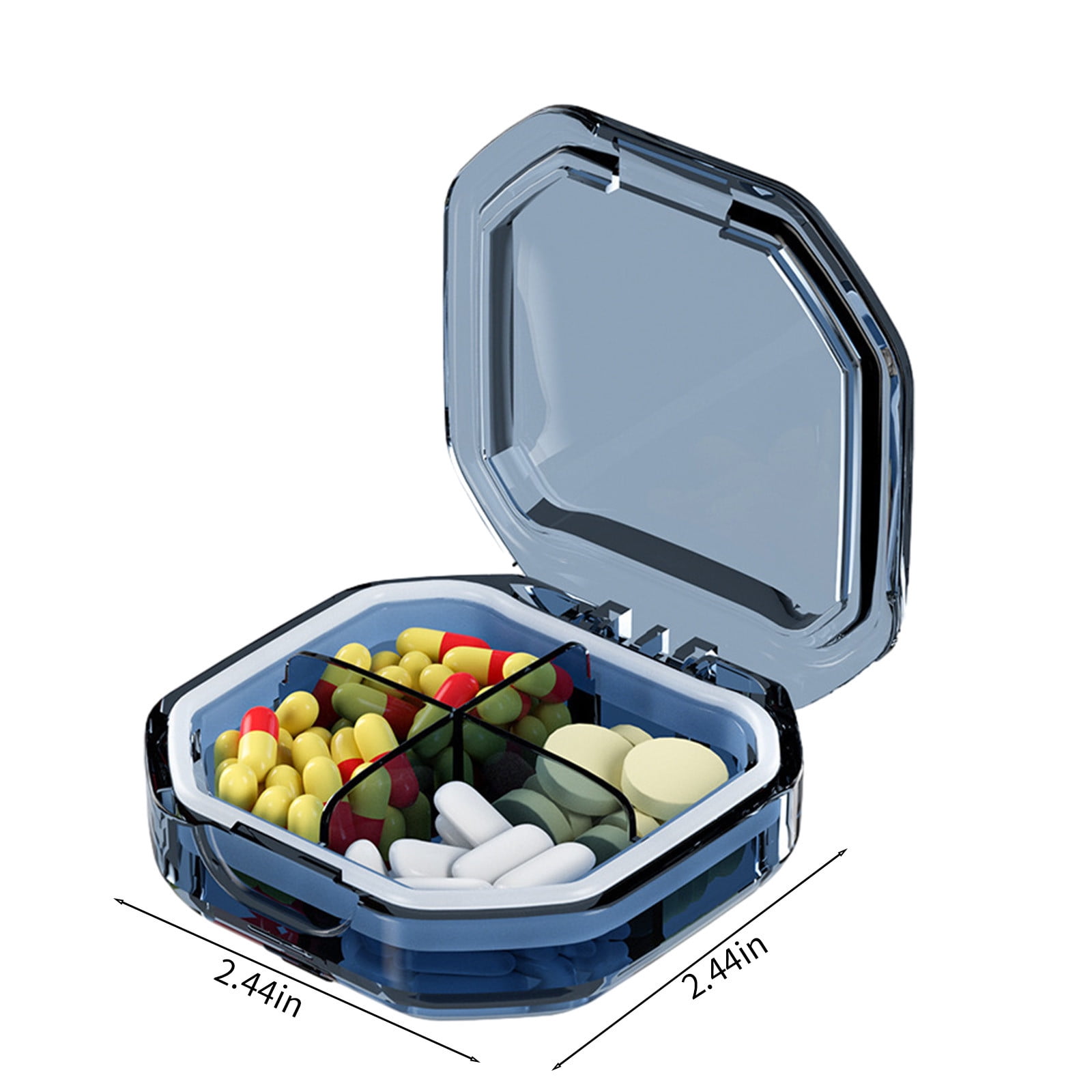 Clearance! Rewenti Pills Organizer Airtight Pills Box Pills Dispenser Home Travel Supplement Portable Compact Pills Box