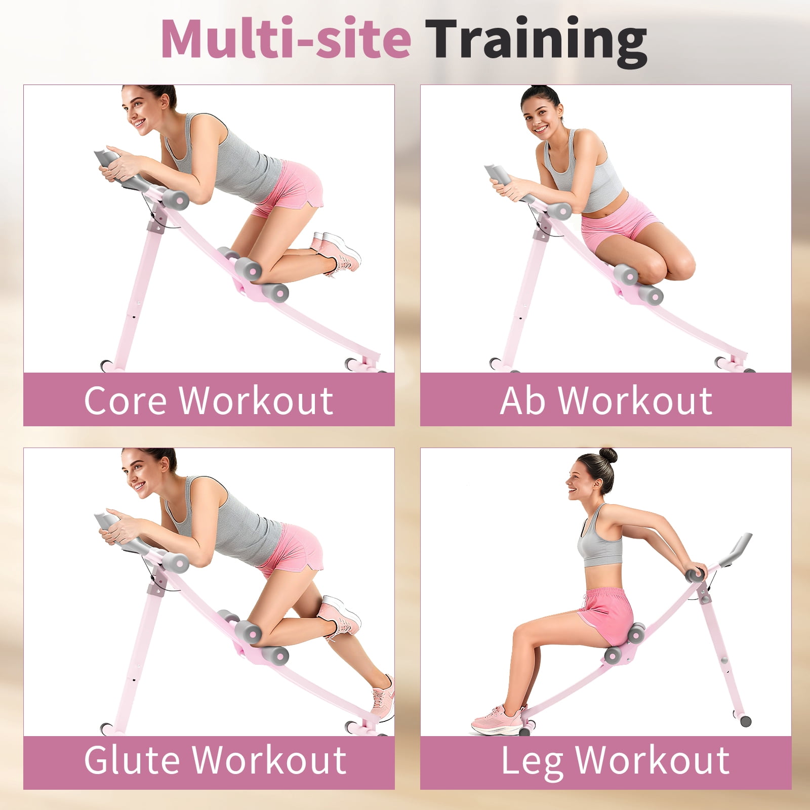 Foldable Ab Machine Ab Trainer, Strength Training Crunch Trainer Adjustable for Core Workout & Fitness