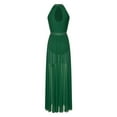 thumbnail image 5 of iiniim Women's Long Lyrical Dance Mesh Sleeveless Split Dress Modern Contemporary Dancewear Green L, 5 of 7