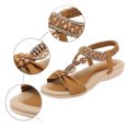thumbnail image 5 of IWRICH Womens Low Wedge Sandals Arch Support Summer Beach Shoes Comfort Walking Bohemian Footwear Brown 8.5, 5 of 7