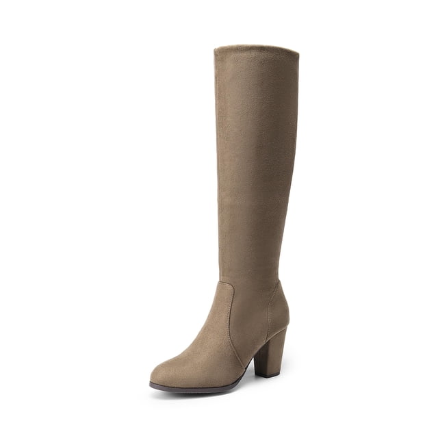 Botas de Mujer DREAM PAIRS Altas hasta la Rodilla con Tacón Grueso en Caqui Talle 8