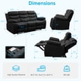 thumbnail image 2 of MUZZ Modern Reclining Sofa ,3-Seater Recliner Sofa with Cup Holders, Flip-Up Storage, Reversible Backrest and Footrest, Gray, 2 of 8
