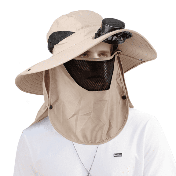 Wide Brim Solar Fan Hat with Fan, Fan Built in Hat with Fans Solar Power, Solar Powered Fan Hat for Outdoor Fishing Travel