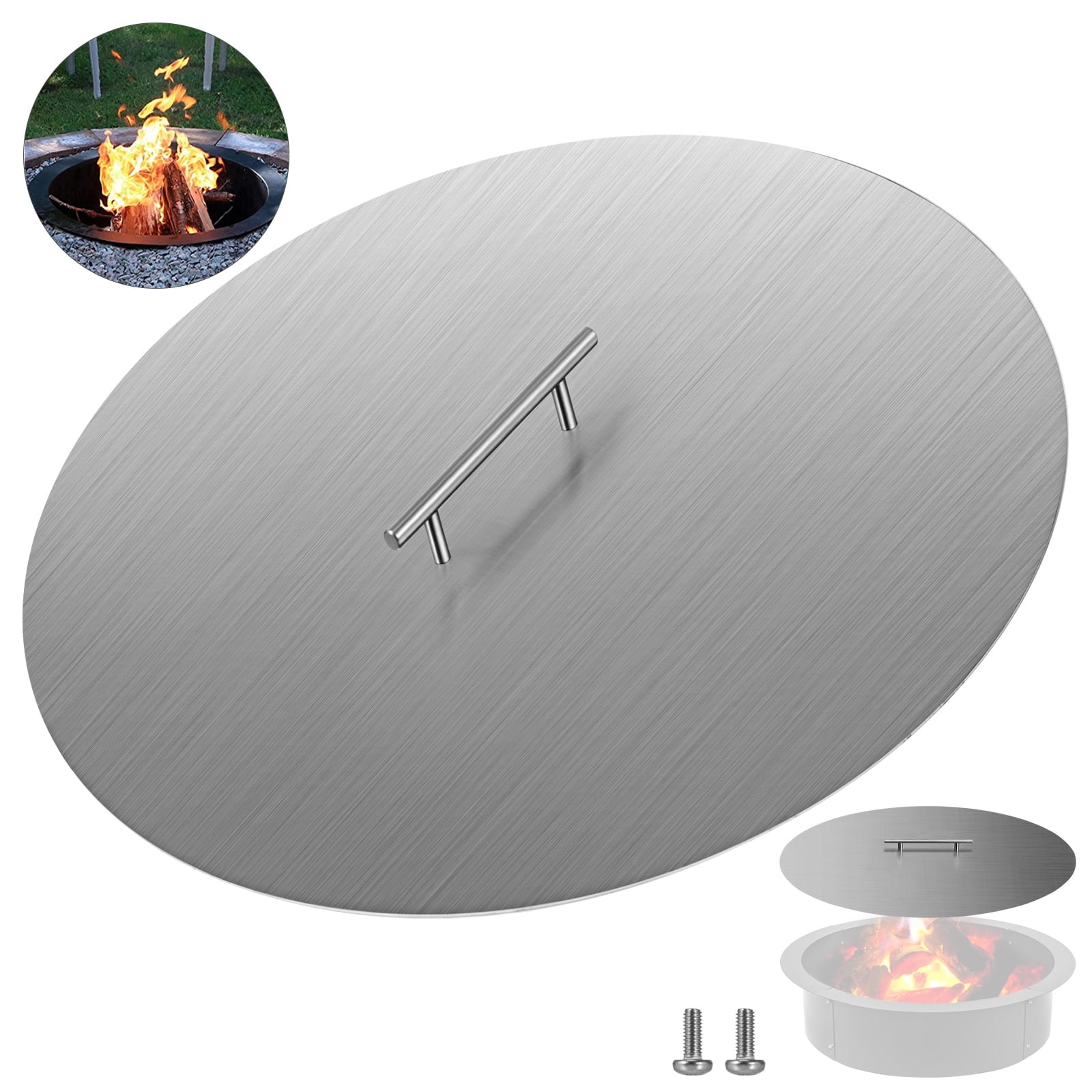 VEVOR 20" Fire Pit Lid Round Fire Ring Lid Cover 1.5mm Thick 430