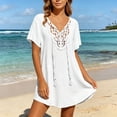 thumbnail image 2 of FASHOFT Beach Cover Ups for Women V Neck Long Swimsuit Cover Up Shirt Dress Bathing Suit with Pockets White M, 2 of 7